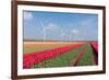 Dutch Landscape with Tulips and Wind Turbines-kruwt-Framed Photographic Print