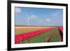 Dutch Landscape with Tulips and Wind Turbines-kruwt-Framed Photographic Print