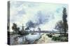 Dutch Landscape with Windmills, 1868-Johan-Barthold Jongkind-Stretched Canvas