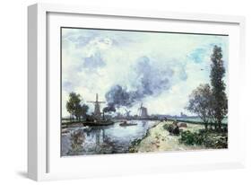 Dutch Landscape with Windmills, 1868-Johan-Barthold Jongkind-Framed Giclee Print