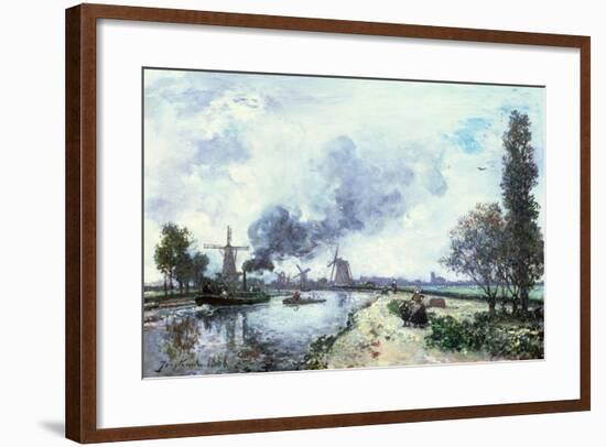 Dutch Landscape with Windmills, 1868-Johan-Barthold Jongkind-Framed Giclee Print