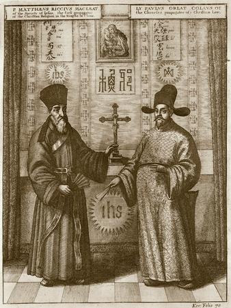 Matteo Ricci (1552-1610) and Paulus Li, from 'China Illustrated' by Athanasius Kircher (1601-80)