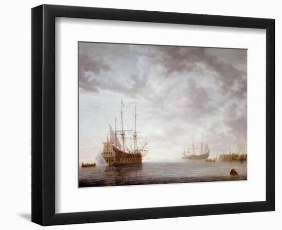 Dutch Men-O-War at Anchor, C.1650-Simon Jacobsz. Vlieger-Framed Giclee Print