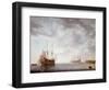 Dutch Men-O-War at Anchor, C.1650-Simon Jacobsz. Vlieger-Framed Giclee Print