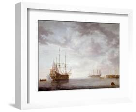 Dutch Men-O-War at Anchor, C.1650-Simon Jacobsz. Vlieger-Framed Giclee Print