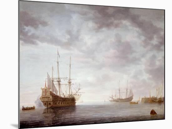 Dutch Men-O-War at Anchor, C.1650-Simon Jacobsz. Vlieger-Mounted Giclee Print