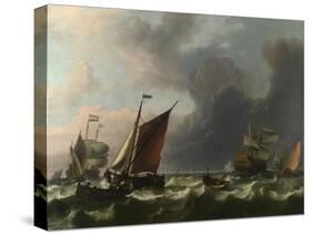 Dutch Men-Of-War and Small Vessels in a Fresh Breeze Off Enkhuizen, 1683-Ludolf Bakhuizen-Stretched Canvas