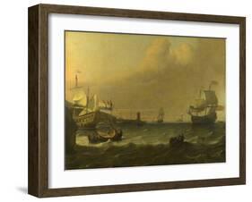 Dutch Men-Of-War Entering a Mediterranean Port, 1681-Ludolf Bakhuizen-Framed Giclee Print