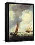 Dutch Merchant Ships and a Coastal Trader in Choppy Seas-Charles Brooking-Framed Stretched Canvas