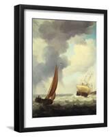 Dutch Merchant Ships and a Coastal Trader in Choppy Seas-Charles Brooking-Framed Giclee Print