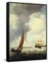 Dutch Merchant Ships and a Coastal Trader in Choppy Seas-Charles Brooking-Framed Stretched Canvas