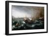 Dutch Merchant Vessels and a Smalschip Accompanied by Dolphins in Heavy Seas-Aert Van Antum-Framed Giclee Print