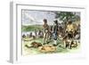 Dutch Merchants Trading with Native Americans on Manhattan Island, c.1600-null-Framed Giclee Print