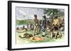 Dutch Merchants Trading with Native Americans on Manhattan Island, c.1600-null-Framed Giclee Print