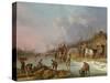 Dutch Peasants on a Frozen River-Andries Vermeulen-Stretched Canvas