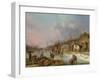 Dutch Peasants on a Frozen River-Andries Vermeulen-Framed Giclee Print