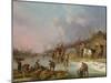 Dutch Peasants on a Frozen River-Andries Vermeulen-Mounted Giclee Print