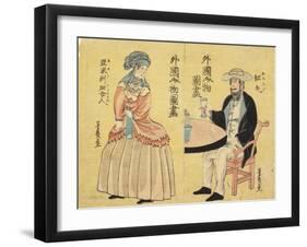 Dutch (Right), American Woman (Left)-Utagawa Yoshiiku-Framed Giclee Print