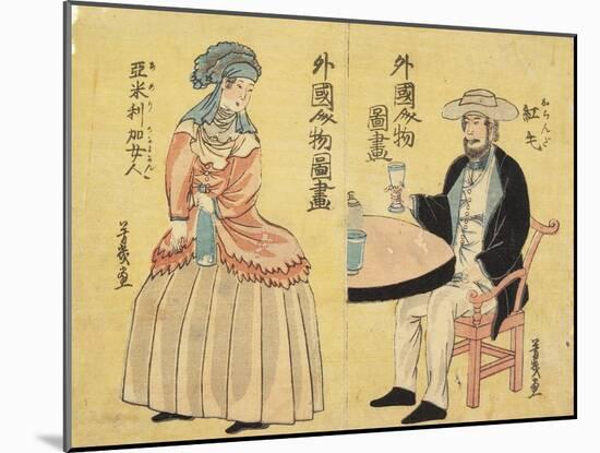 Dutch (Right), American Woman (Left)-Utagawa Yoshiiku-Mounted Giclee Print