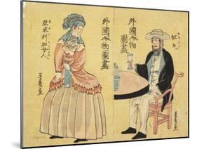 Dutch (Right), American Woman (Left)-Utagawa Yoshiiku-Mounted Giclee Print