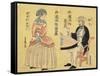 Dutch (Right), American Woman (Left)-Utagawa Yoshiiku-Framed Stretched Canvas