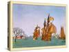 Dutch Royal Navy Galleons-Maud & Miska Petersham-Stretched Canvas