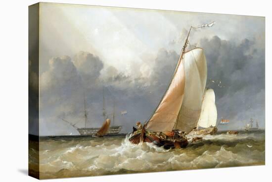 Dutch Sailboat Sailing on the Zuiderzee (Holland). Oil on Canvas, 1848, by Edward William Cooke (18-Edward William Cooke-Stretched Canvas