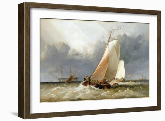 Dutch Sailboat Sailing on the Zuiderzee (Holland). Oil on Canvas, 1848, by Edward William Cooke (18-Edward William Cooke-Framed Giclee Print