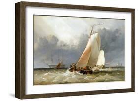 Dutch Sailboat Sailing on the Zuiderzee (Holland). Oil on Canvas, 1848, by Edward William Cooke (18-Edward William Cooke-Framed Giclee Print