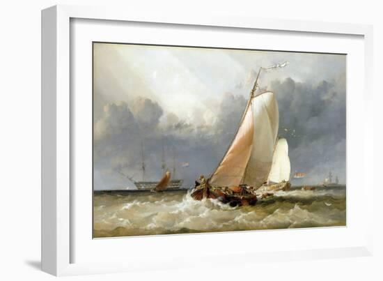 Dutch Sailboat Sailing on the Zuiderzee (Holland). Oil on Canvas, 1848, by Edward William Cooke (18-Edward William Cooke-Framed Giclee Print