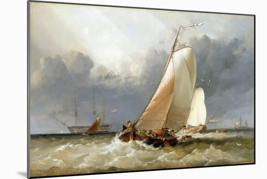 Dutch Sailboat Sailing on the Zuiderzee (Holland). Oil on Canvas, 1848, by Edward William Cooke (18-Edward William Cooke-Mounted Giclee Print