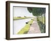 Dutch Scenery: Typical Canal with Fisherman-Andre Girard-Framed Art Print