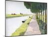 Dutch Scenery: Typical Canal with Fisherman-Andre Girard-Mounted Art Print
