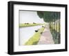 Dutch Scenery: Typical Canal with Fisherman-Andre Girard-Framed Art Print