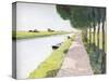 Dutch Scenery: Typical Canal with Fisherman-Andre Girard-Stretched Canvas