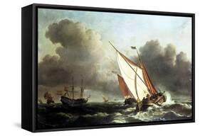 Dutch Shipping Offshore in a Rising Gale-Willem Van De, The Younger Velde-Framed Stretched Canvas