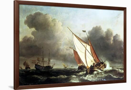 Dutch Shipping Offshore in a Rising Gale-Willem Van De, The Younger Velde-Framed Giclee Print