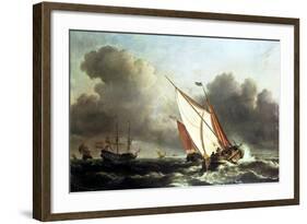 Dutch Shipping Offshore in a Rising Gale-Willem Van De, The Younger Velde-Framed Giclee Print