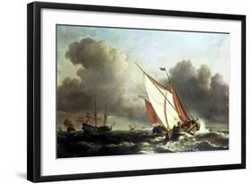 Dutch Shipping Offshore in a Rising Gale-Willem Van De, The Younger Velde-Framed Giclee Print
