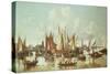 Dutch Ships at Dordrecht Harbour-Hendrick De Meyer-Stretched Canvas