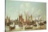 Dutch Ships at Dordrecht Harbour-Hendrick De Meyer-Stretched Canvas