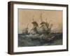 Dutch Ships in a Storm, 1839 (W/C & Gouache on Wove Paper)-Louis Eugene Gabriel Isabey-Framed Giclee Print