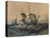 Dutch Ships in a Storm, 1839 (W/C & Gouache on Wove Paper)-Louis Eugene Gabriel Isabey-Stretched Canvas