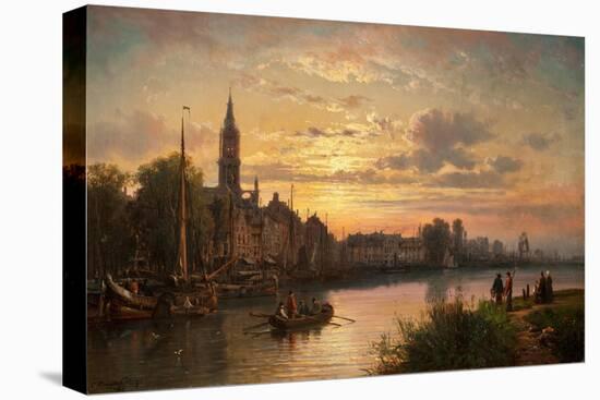 Dutch Sunset Scene, 1873-Charles Euphrasie Kuwasseg-Stretched Canvas