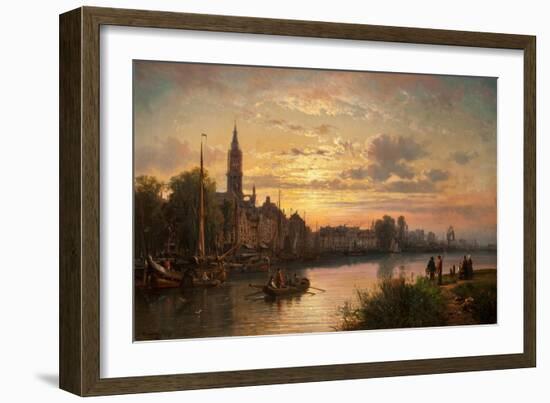 Dutch Sunset Scene, 1873-Charles Euphrasie Kuwasseg-Framed Giclee Print