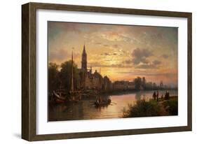 Dutch Sunset Scene, 1873-Charles Euphrasie Kuwasseg-Framed Giclee Print