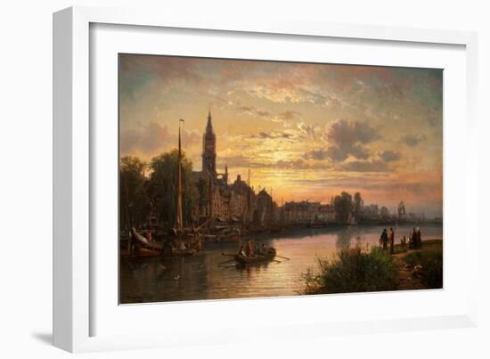 Dutch Sunset Scene, 1873-Charles Euphrasie Kuwasseg-Framed Giclee Print