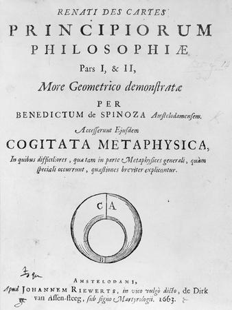 Titlepage to 'Renati Descartes Principiorum Philosophie' by Baruch Spinoza, Published in 1663