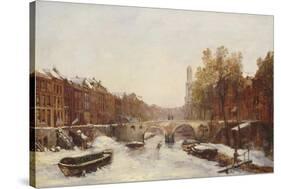 Dutch Town in Winter-Pierre Tetar Van Elven-Stretched Canvas