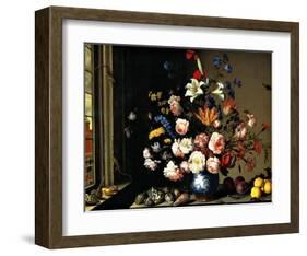 Dutch Vase of Flowers by a Window-Balthasar van der Ast-Framed Giclee Print